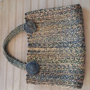 Raffia Handbraided Vintage Deep Rich Colors Strong Durable Tote Handbag